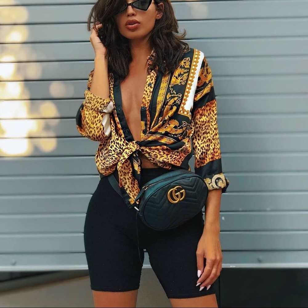 PRETTY LITTLE THING OVERSIZED VERSACE PRINT SHIRT